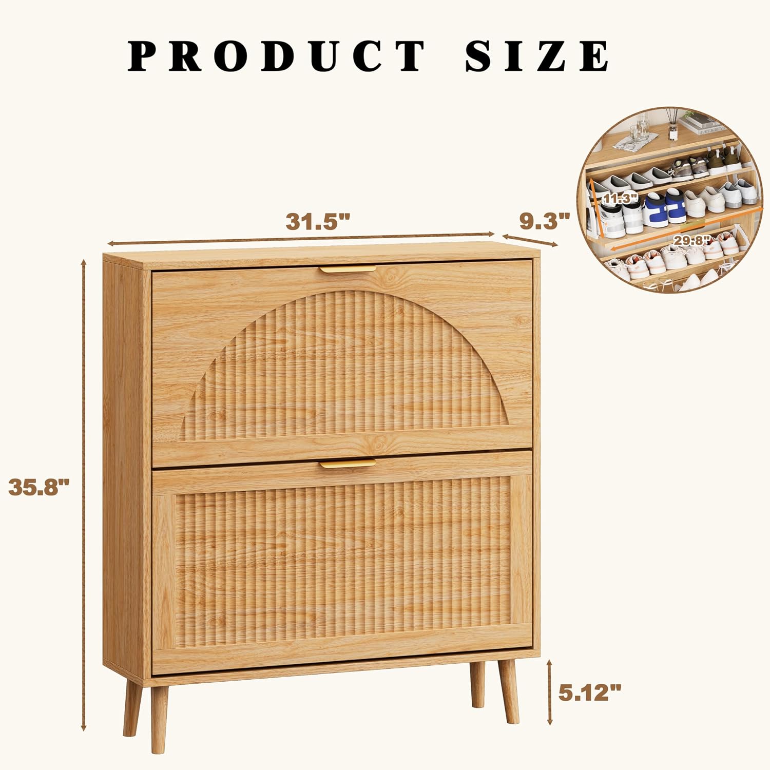 Wood Shoe Cabinet 2 Flip Drawe - Shoe Rack Cabinet Narrow Entryway ulasan dan harga