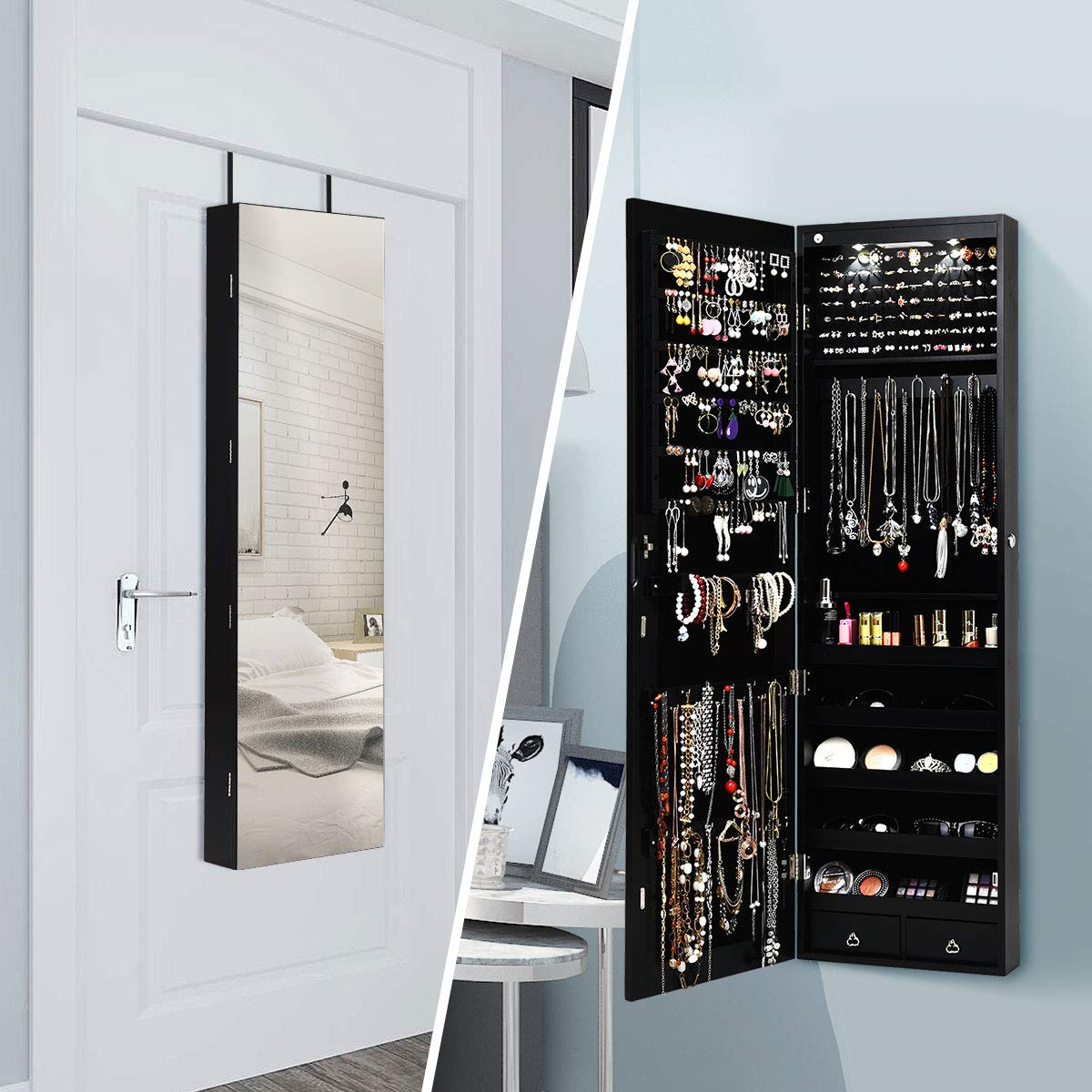 Wall or Door Mounted Jewelry A - Full Length Mirror Jewelry Armoire ulasan dan harga