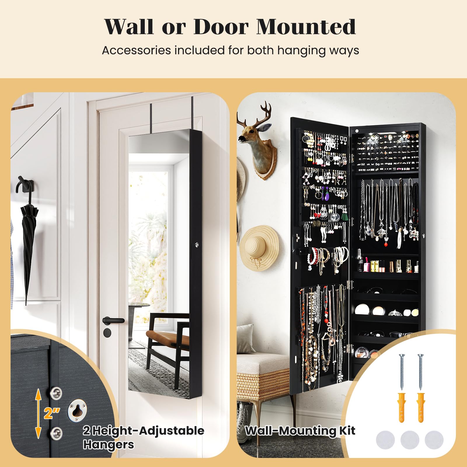 Wall or Door Mounted Jewelry A - Full Length Mirror Jewelry Armoire ulasan dan harga