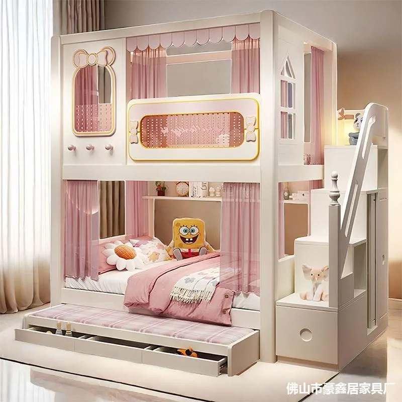 Solid  High and Low Two Layer  - Bunk Bed With Stairs And Slide ulasan dan harga