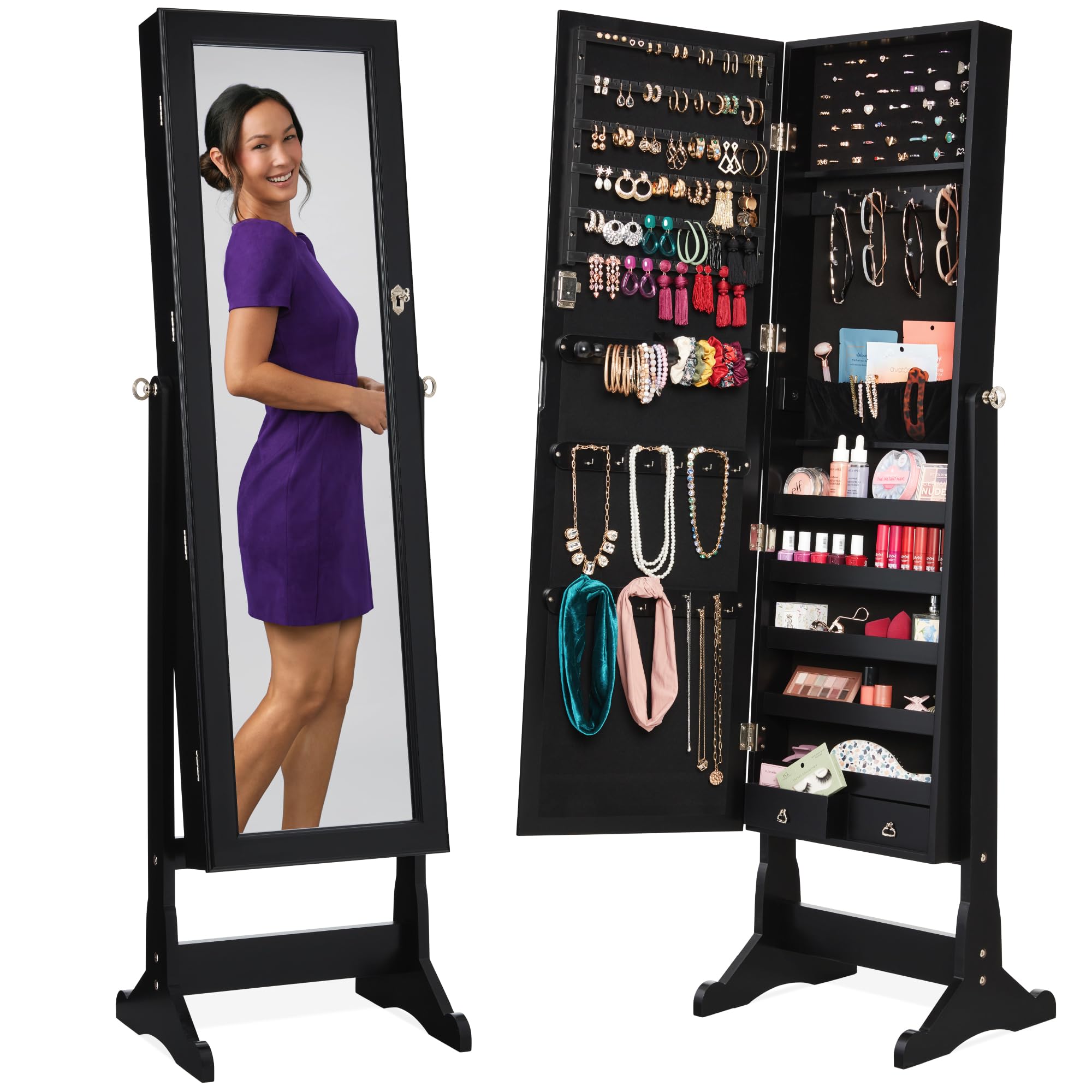 Freestanding Jewelry Armoire C - Full Length Mirror Jewelry Armoire ulasan dan harga