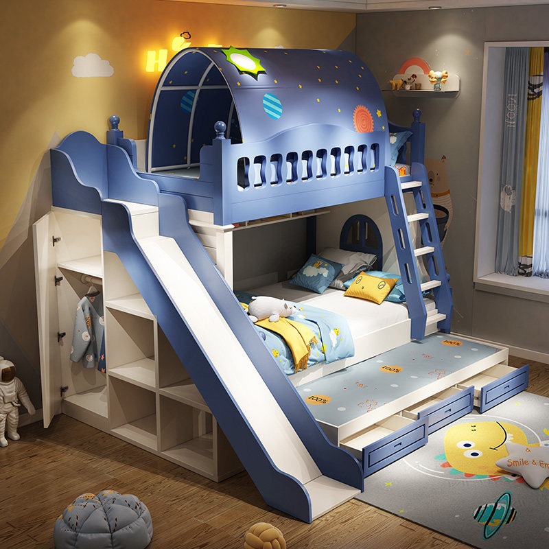 Children's Bed Up and Down Bed - Bunk Bed With Stairs And Slide ulasan dan harga
