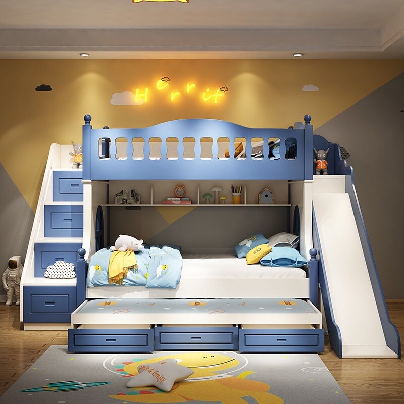 Children's Bed Up and Down Bed - Bunk Bed With Stairs And Slide ulasan dan harga
