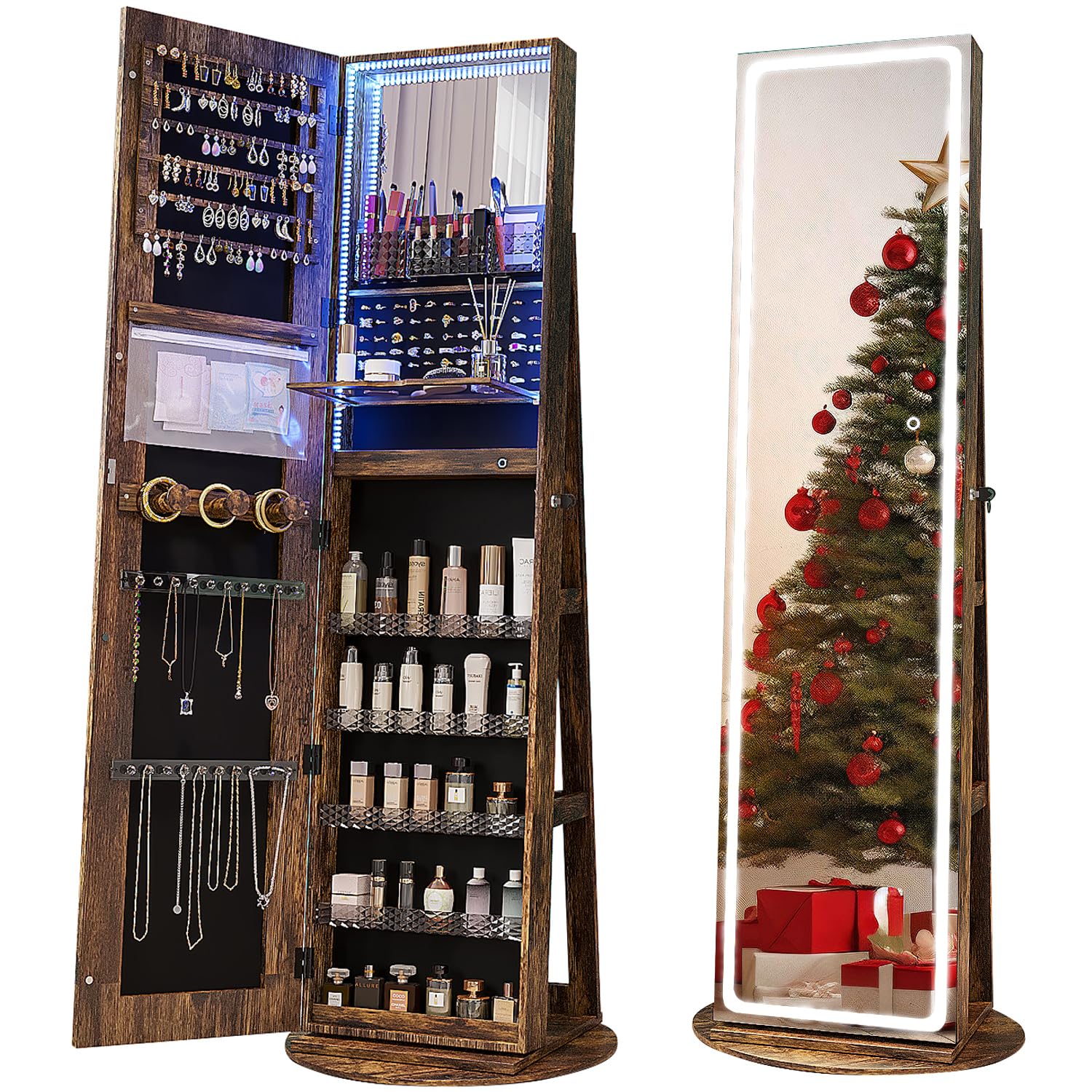 Swivel LED Mirror Jewelry Armo - Full Length Mirror Jewelry Armoire ulasan dan harga