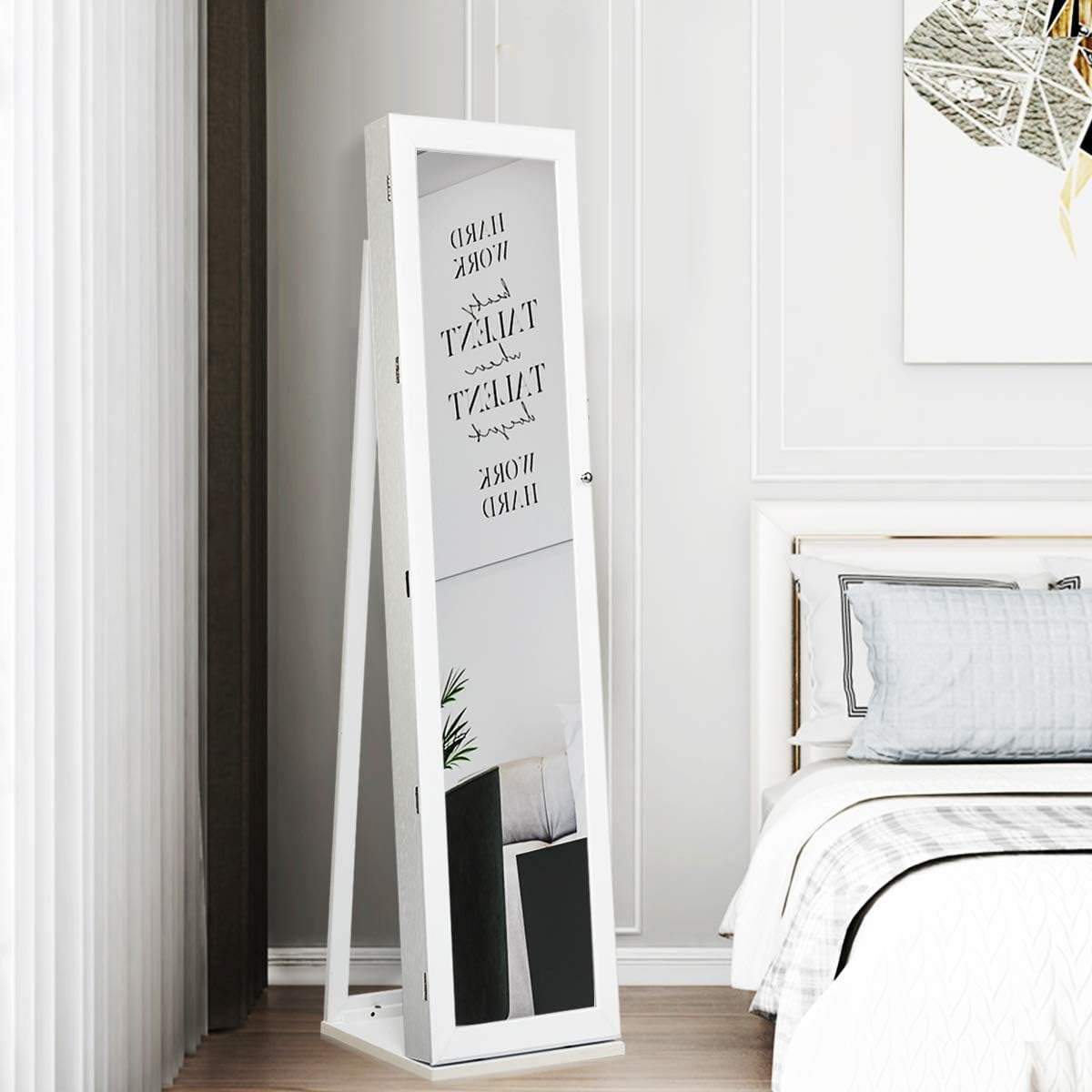 Standing Jewelry Armoire with  - Full Length Mirror Jewelry Armoire ulasan dan harga