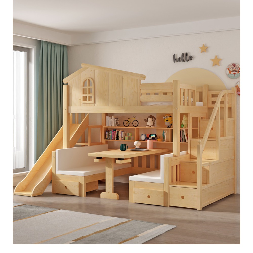 Bunk Bed with Desk Multifuncti - Bunk Bed With Stairs And Slide ulasan dan harga