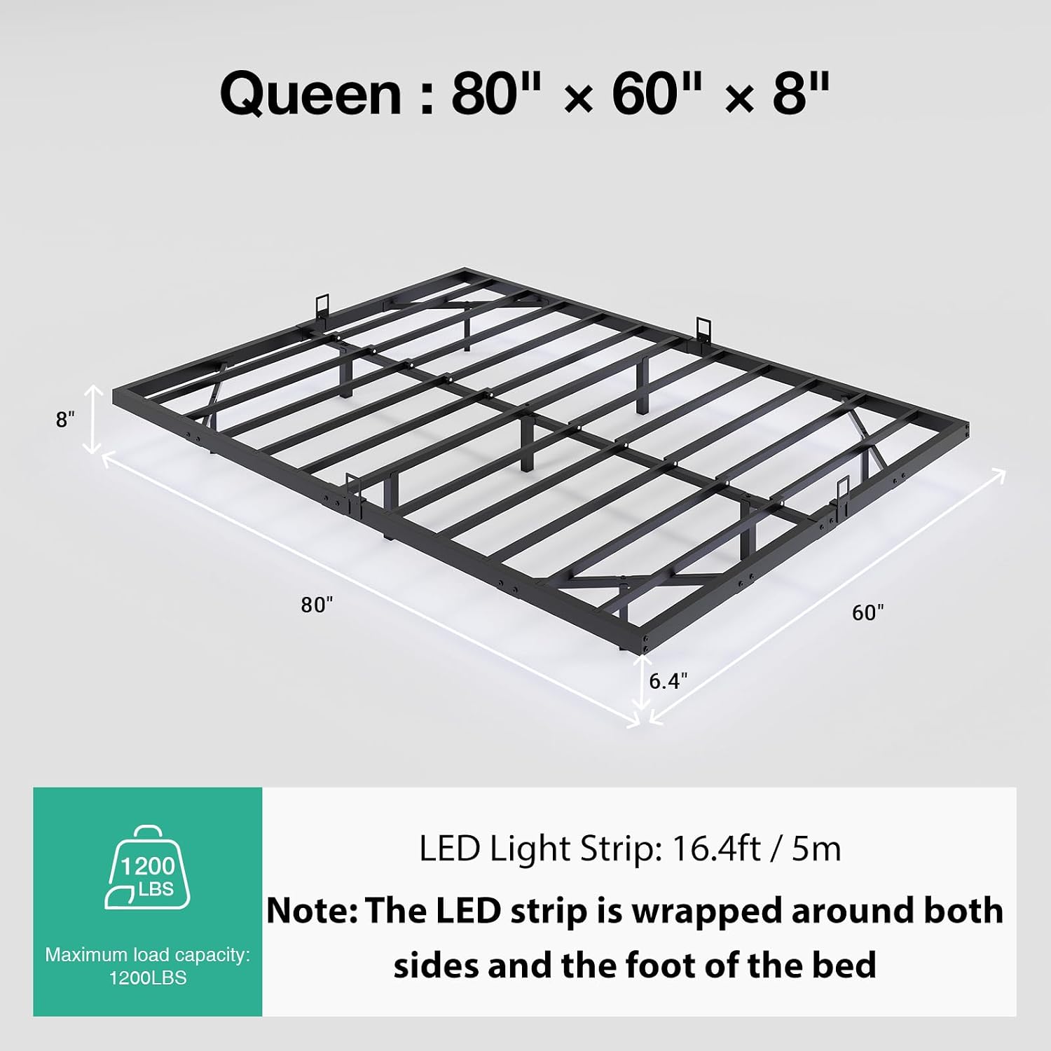 Floating Platform Bed Frame wi - Memory Foam Mattress In A Box Queen ulasan dan harga
